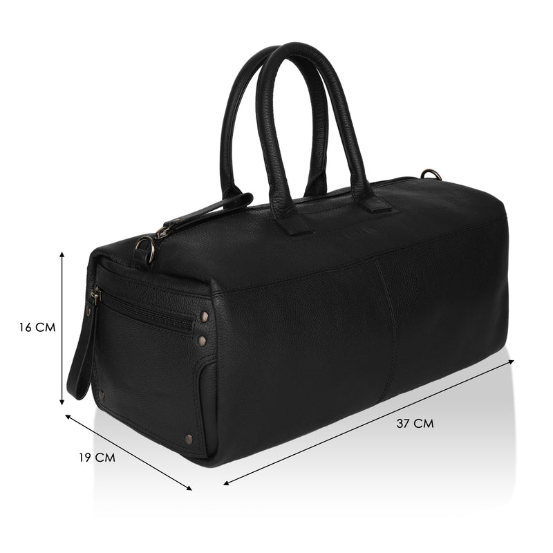 Zenith: Pebbled Leather Gym Duffel Bag (Black)