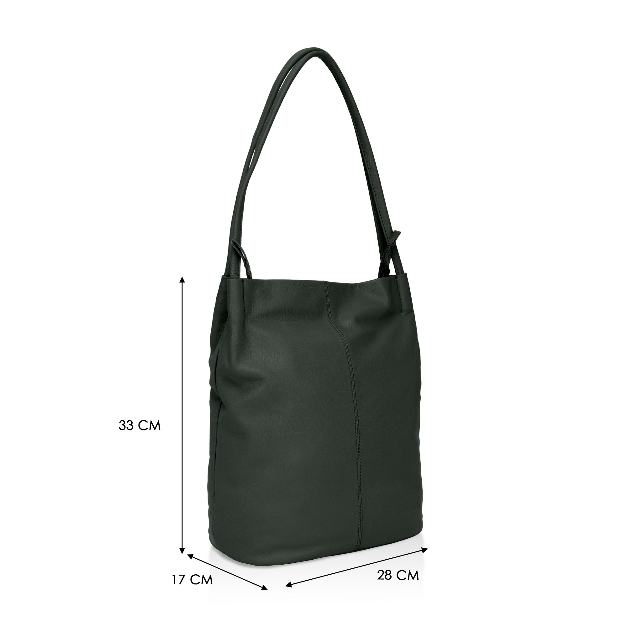 Boho: Soft Napa Leather Tote Bag (Dark Green)