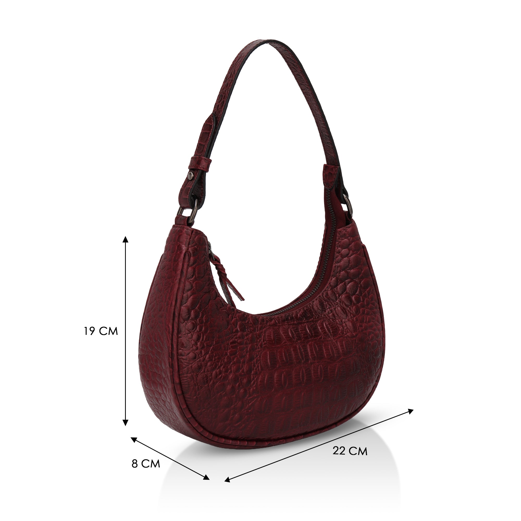 Dazzlo: Luxury Leather Shoulder Bag (Cherry Red)