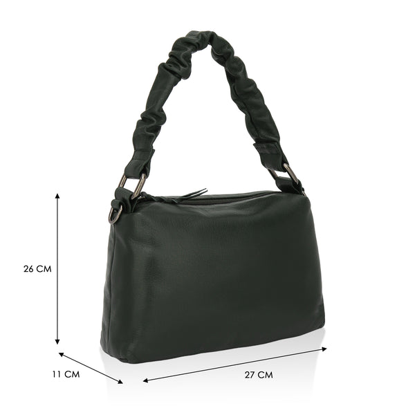 Verve: Napa Leather Crossbody Bag (Dark Green)