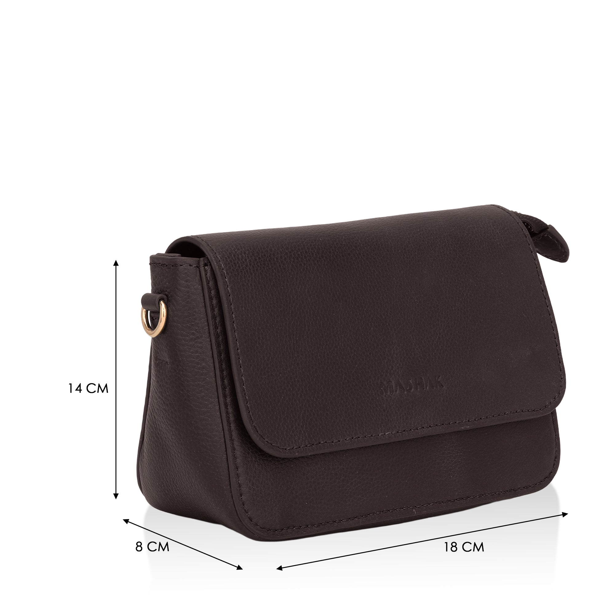 Eva : Pebbled Leather Crossbody Bag (Brown)