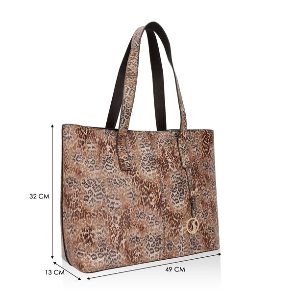 Wild Allure: Italian Leather Tote Bag (Brown)