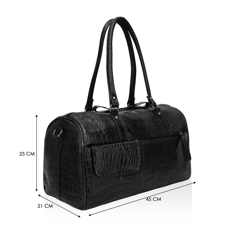 Elité: Luxury Leather Travel Duffel Bag (Black)