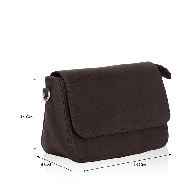 Eva : Pebbled Leather Crossbody Bag (Brown)