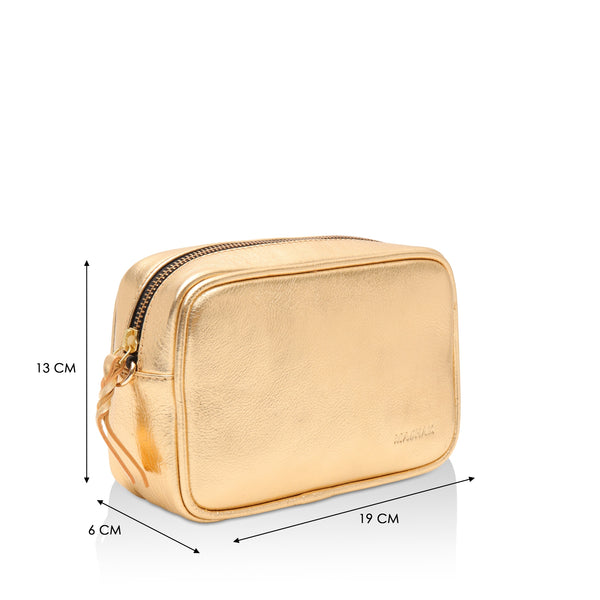 Lumina: Metallic Leather Crossbody Bag (Light Gold)