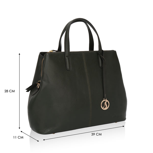 Divino: Napa Leather Laptop Handbag (Dark Green)