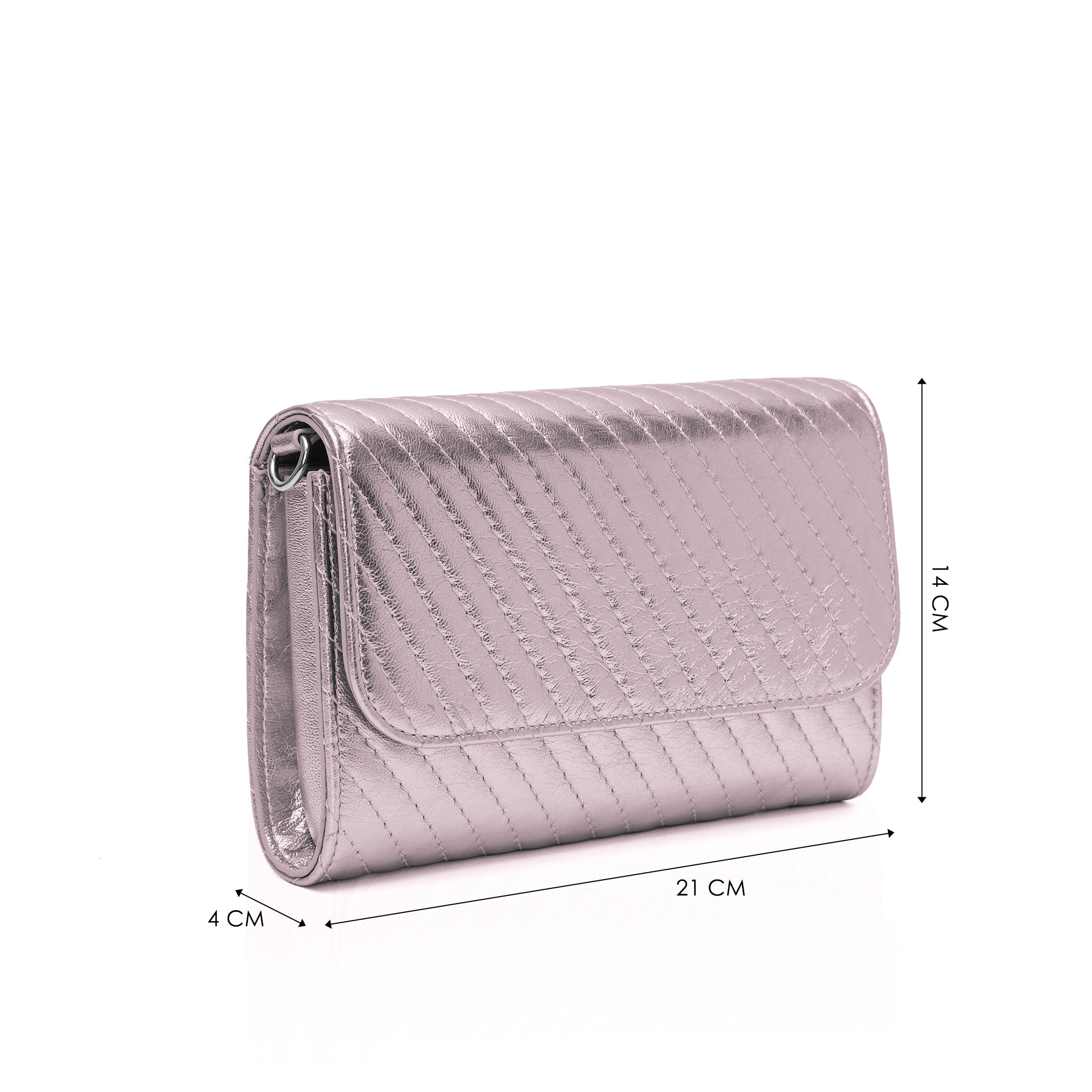Elara: Metallic Leather Crossbody Bag (Blush Pink)