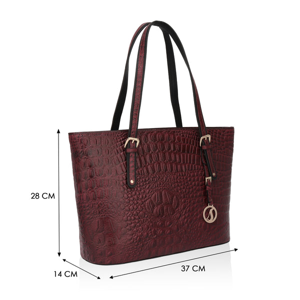 Alpha: Luxury Leather Office Tote (Cherry Red)