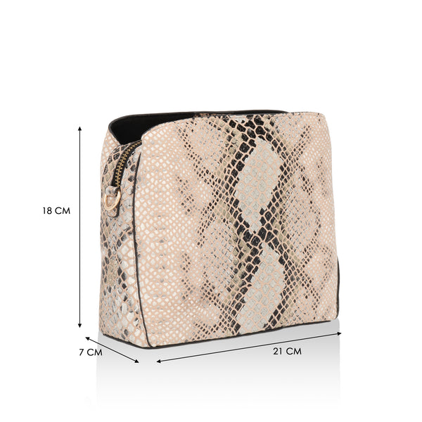 Savannah: Italian Leather Crossbody Bag (Beige)