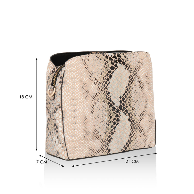 Savannah: Italian Leather Crossbody Bag (Beige)