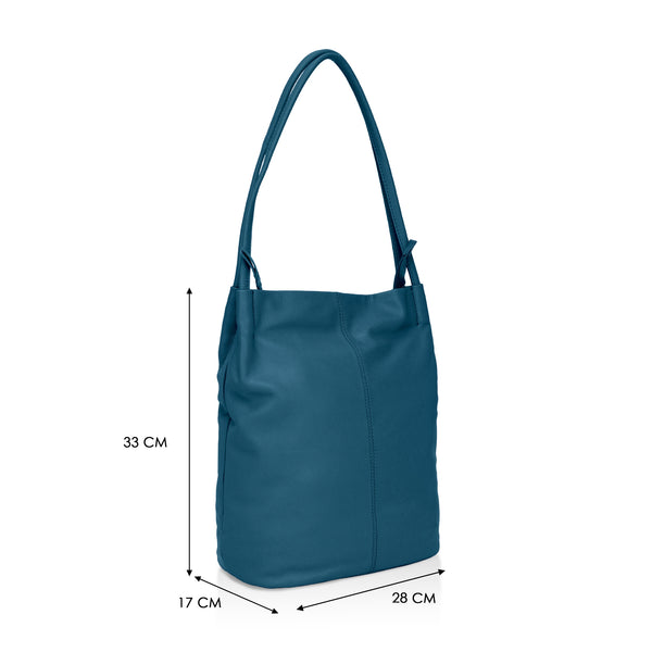 Boho: Soft Napa Leather Tote Bag (Teal)
