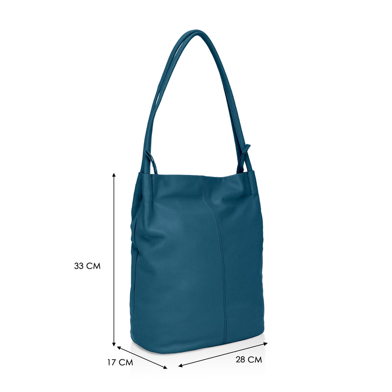 Boho: Soft Napa Leather Tote Bag (Teal)