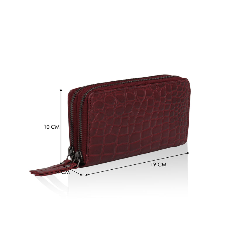 Panache: Double Zip Womens’ Wallets (Cherry Red)