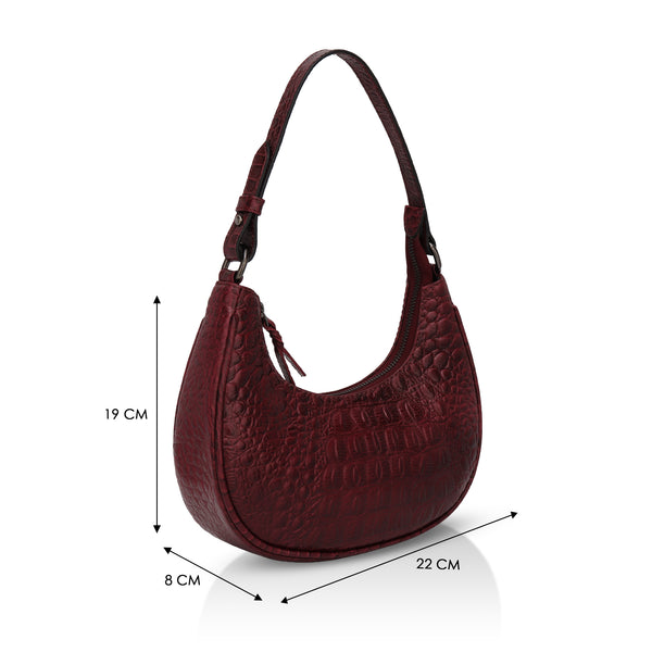 Dazzlo: Luxury Leather Shoulder Bag (Cherry Red)