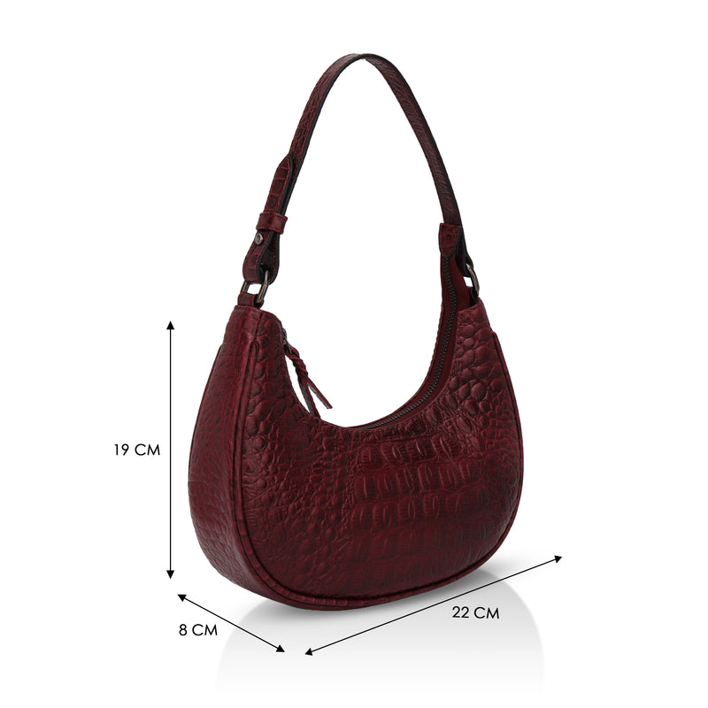 Dazzlo: Luxury Leather Shoulder Bag (Cherry Red)