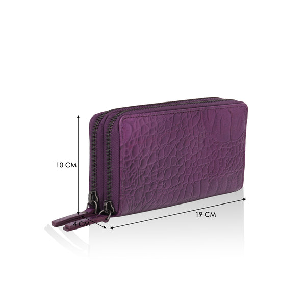 Panache: Double Zip Womens’ Wallets (Purple)