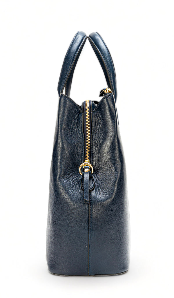 Divino: Napa Leather Laptop Handbag (Navy Blue)