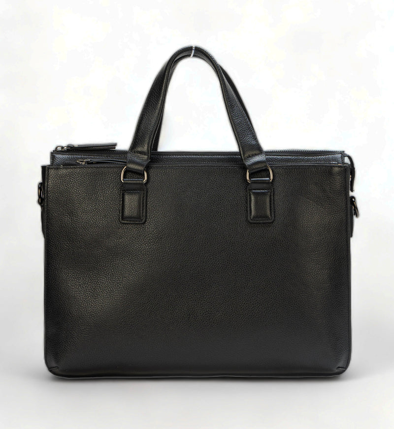 Nexa: Pebbled Leather Laptop Bag (Black)