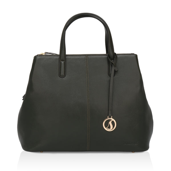Divino: Napa Leather Laptop Handbag (Dark Green)