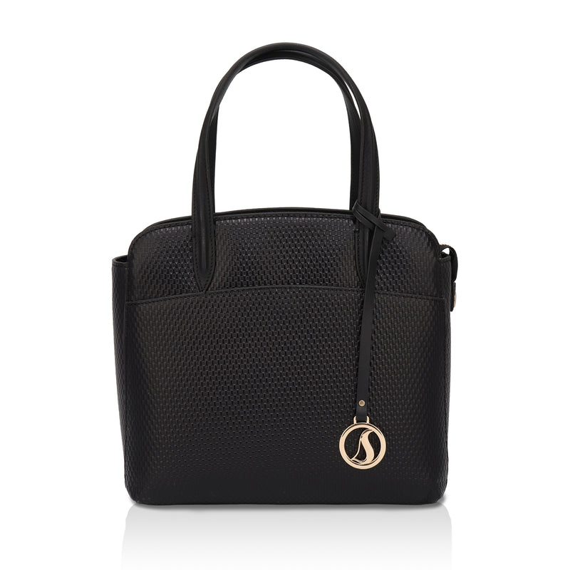 Opula: Scaled Leather Handbag (Black)