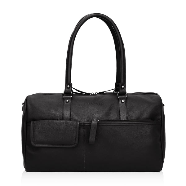 Elité: Pebbled Leather Travel Duffel Bag (Black)