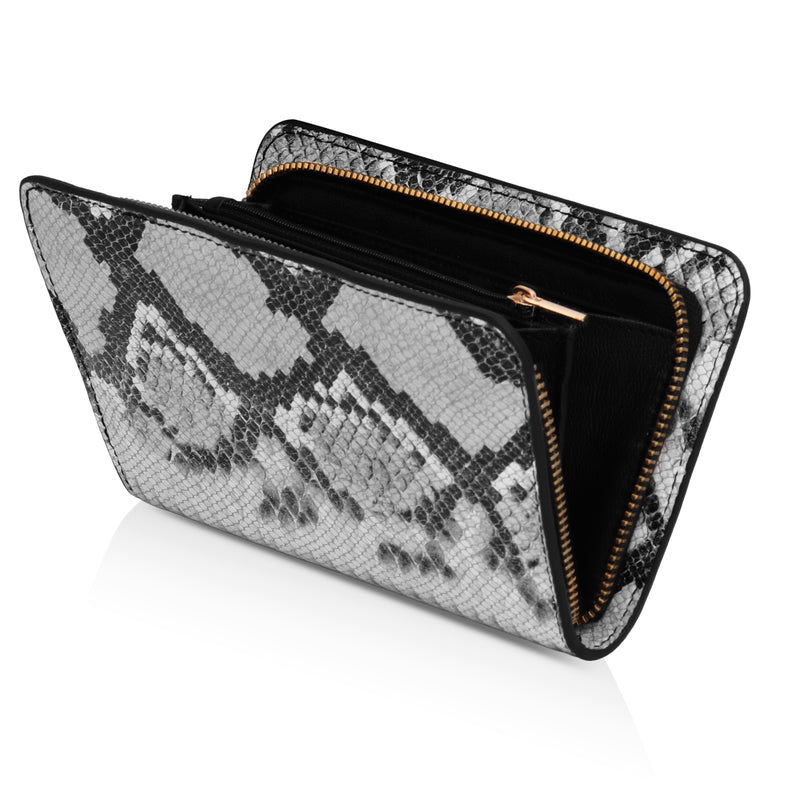 Azurea: Italian Leather Ladies’ Wallet (Black and White)