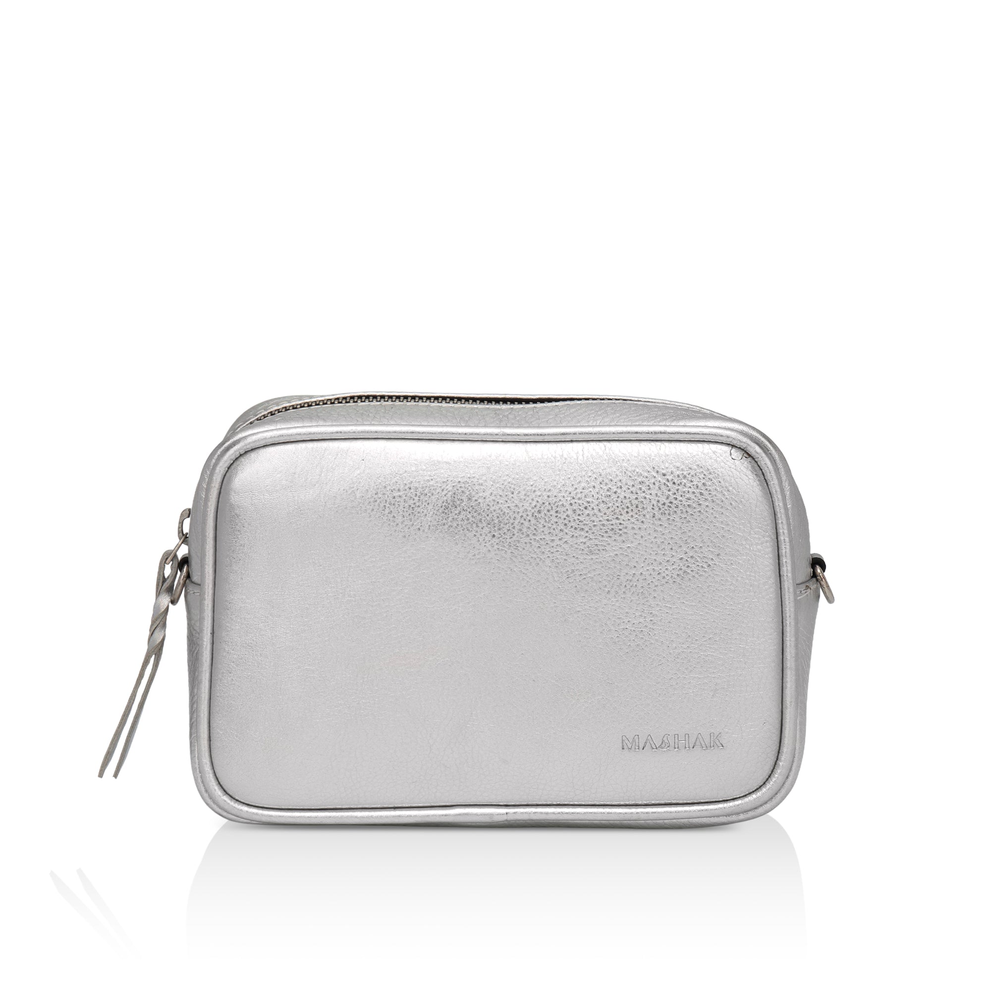Lumina: Metallic Leather Crossbody Bag (Silver)