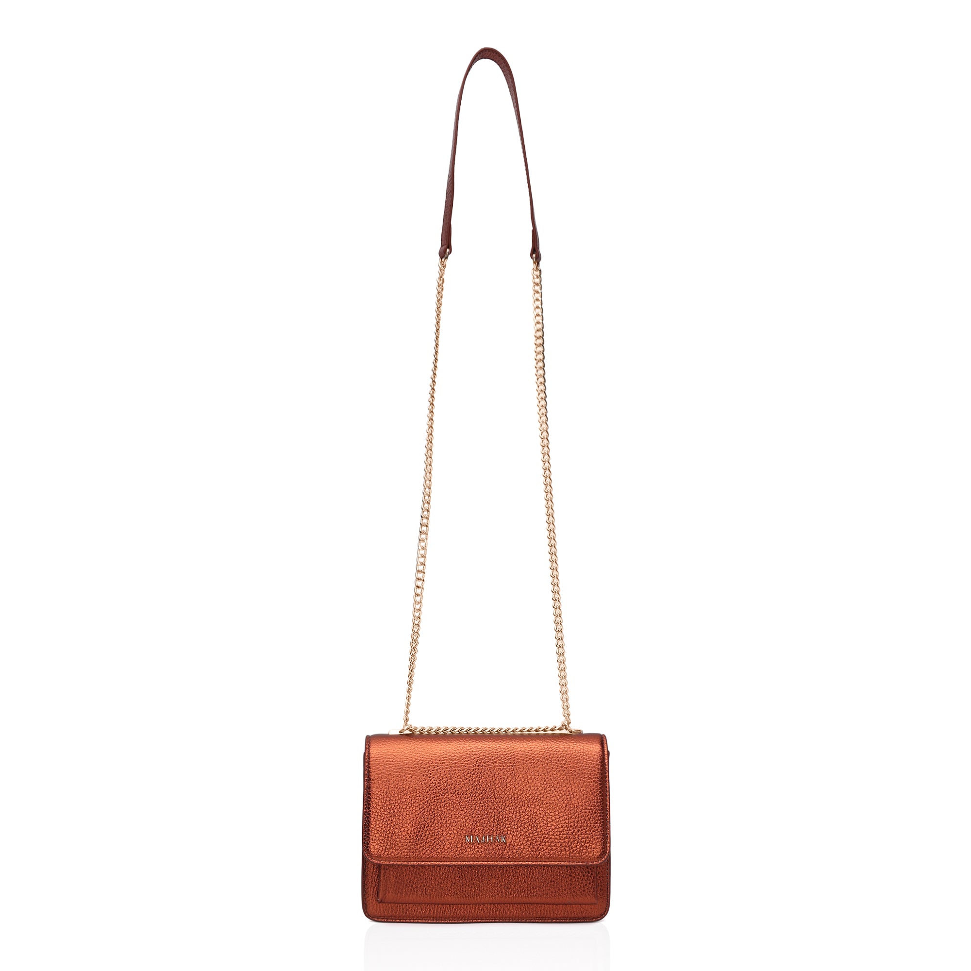 Lustra: Metallic Leather Shoulder Bag (Copper)