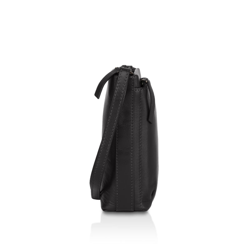 Sienna: Napa Leather Crossbody Bag (Black)