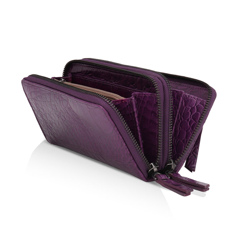 Panache: Double Zip Womens’ Wallets (Purple)