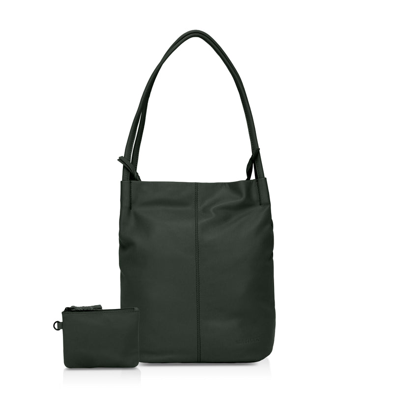 Boho: Soft Napa Leather Tote Bag (Dark Green)
