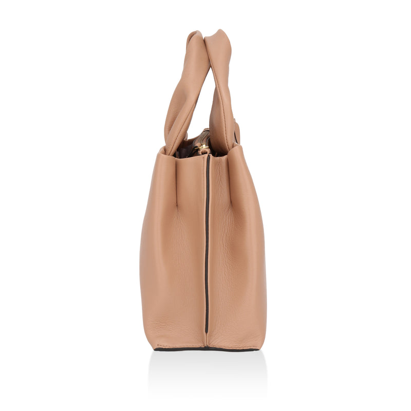 Mia : Napa Leather Handbag (Nude)
