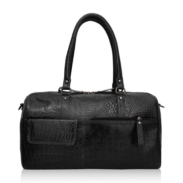 Elité: Luxury Leather Travel Duffel Bag (Black)
