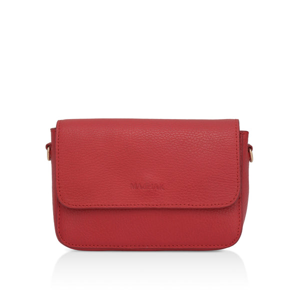Eva : Pebbled Leather Crossbody Bag (Hot Pink)
