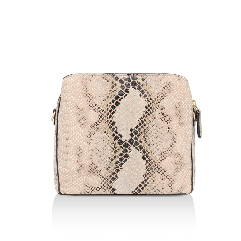 Savannah: Italian Leather Crossbody Bag (Beige)