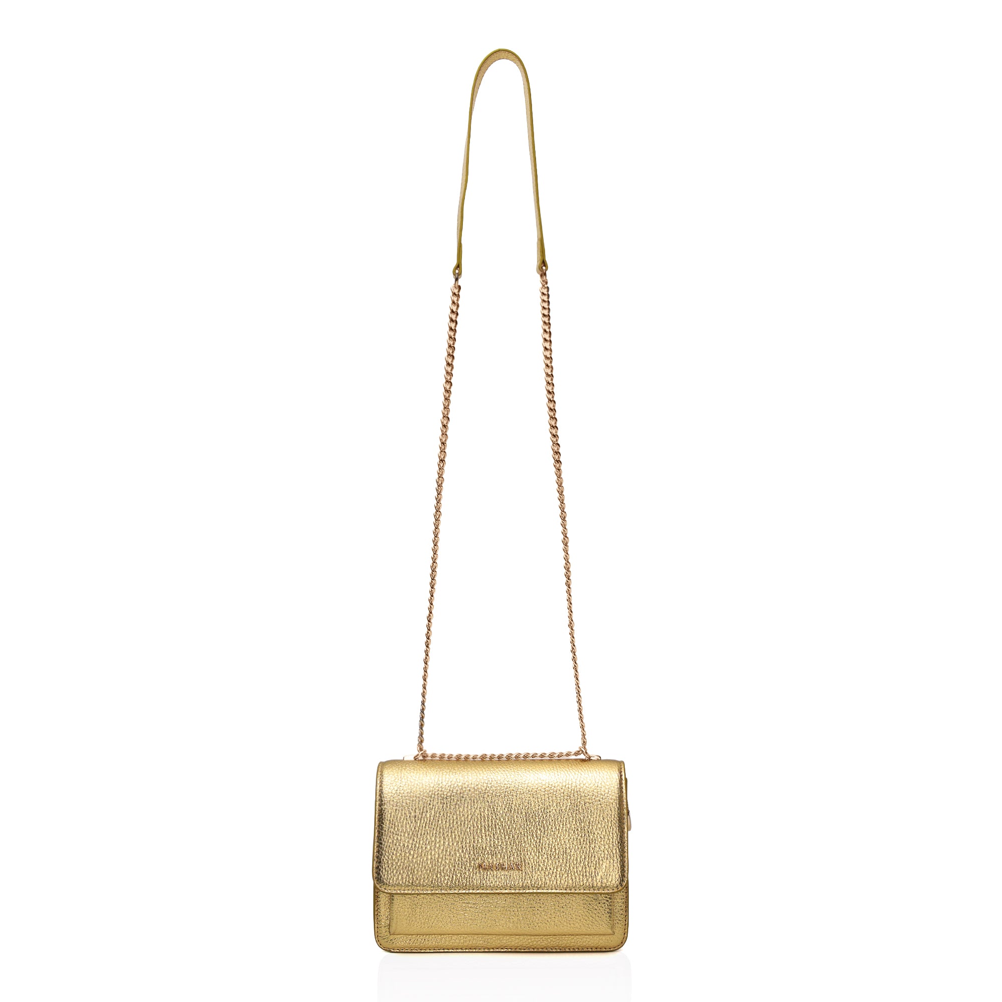 Lustra: Metallic Leather Shoulder Bag (Classic Gold)
