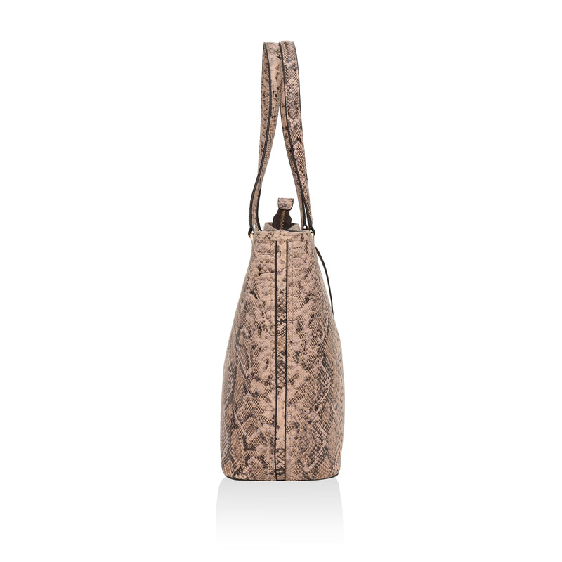 Pinnacle: Italian Leather Laptop Tote Bag (Beige)