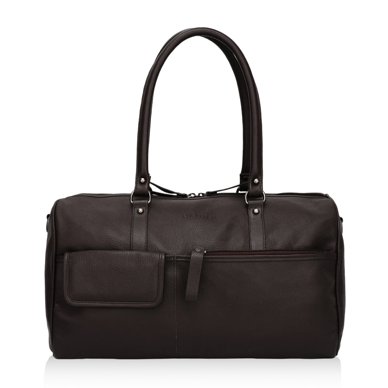 Elité: Pebbled Leather Travel Duffel Bag (Brown)
