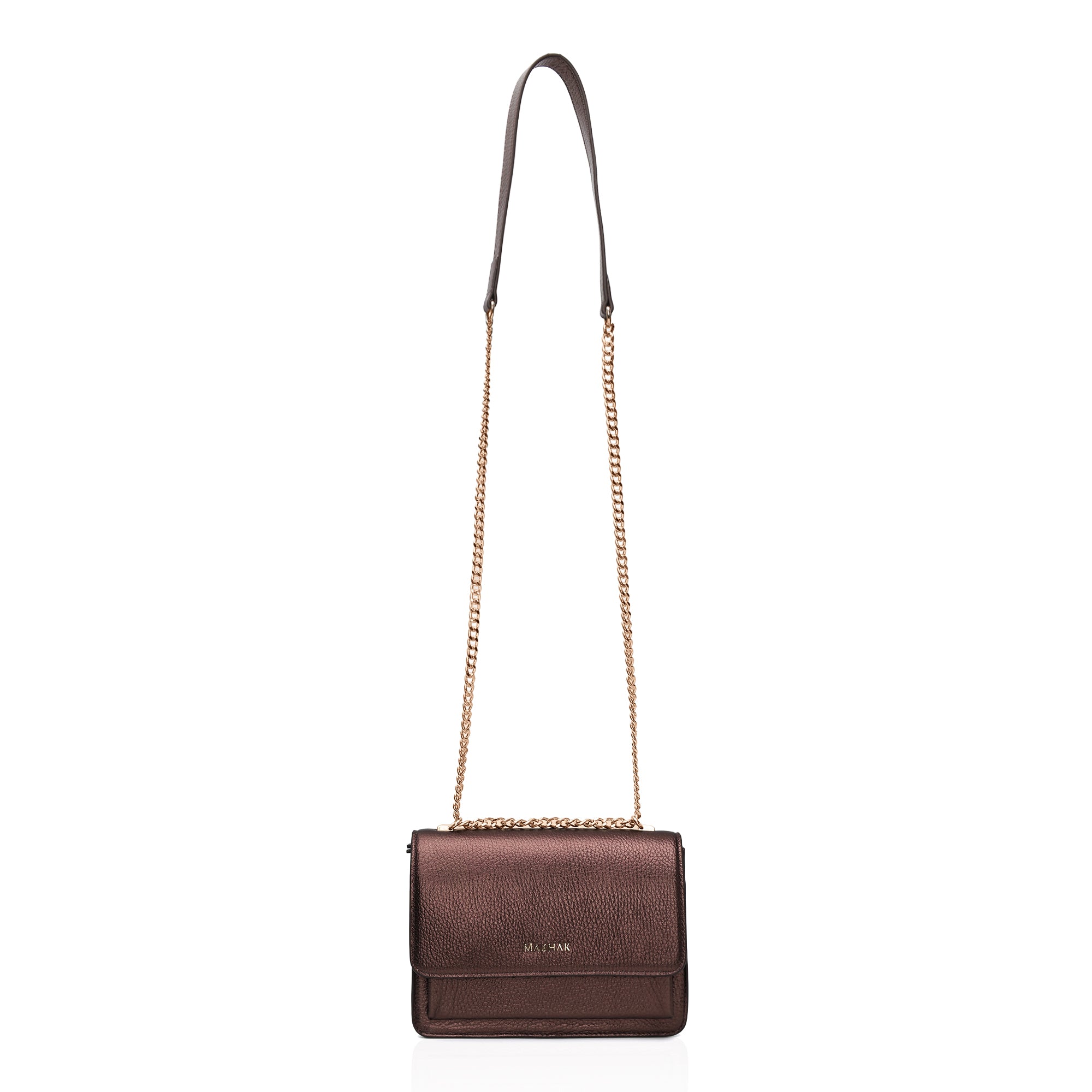Lustra: Metallic Leather Shoulder Bag (Wine)