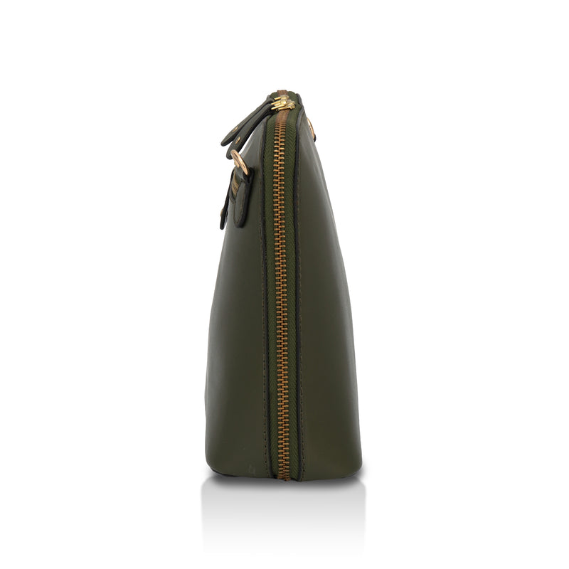 Luxeblend: Full Grain Leather Crossbody Bag (Olive)