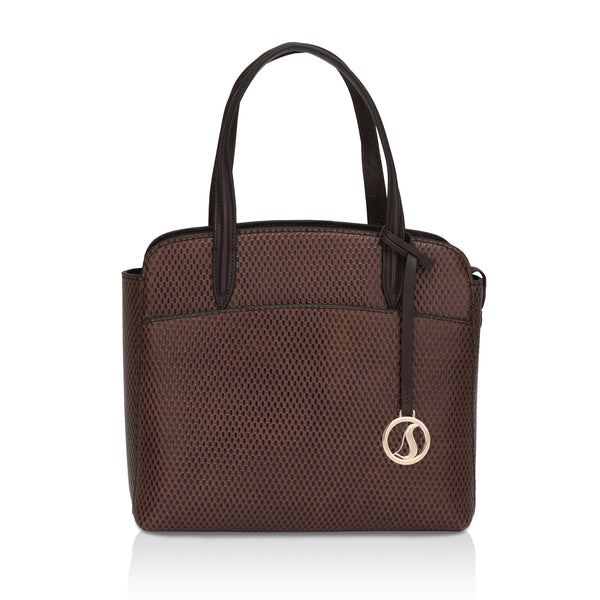 Opula: Scaled Leather Handbag (Brown)