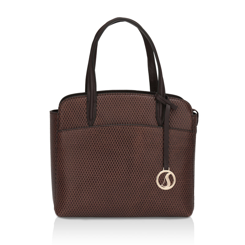 Opula: Scaled Leather Handbag (Brown)
