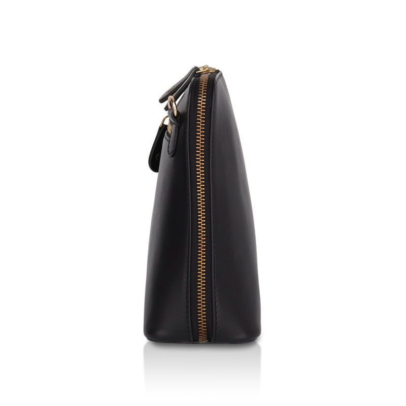 Luxeblend: Full Grain Leather Crossbody Bag (Black)