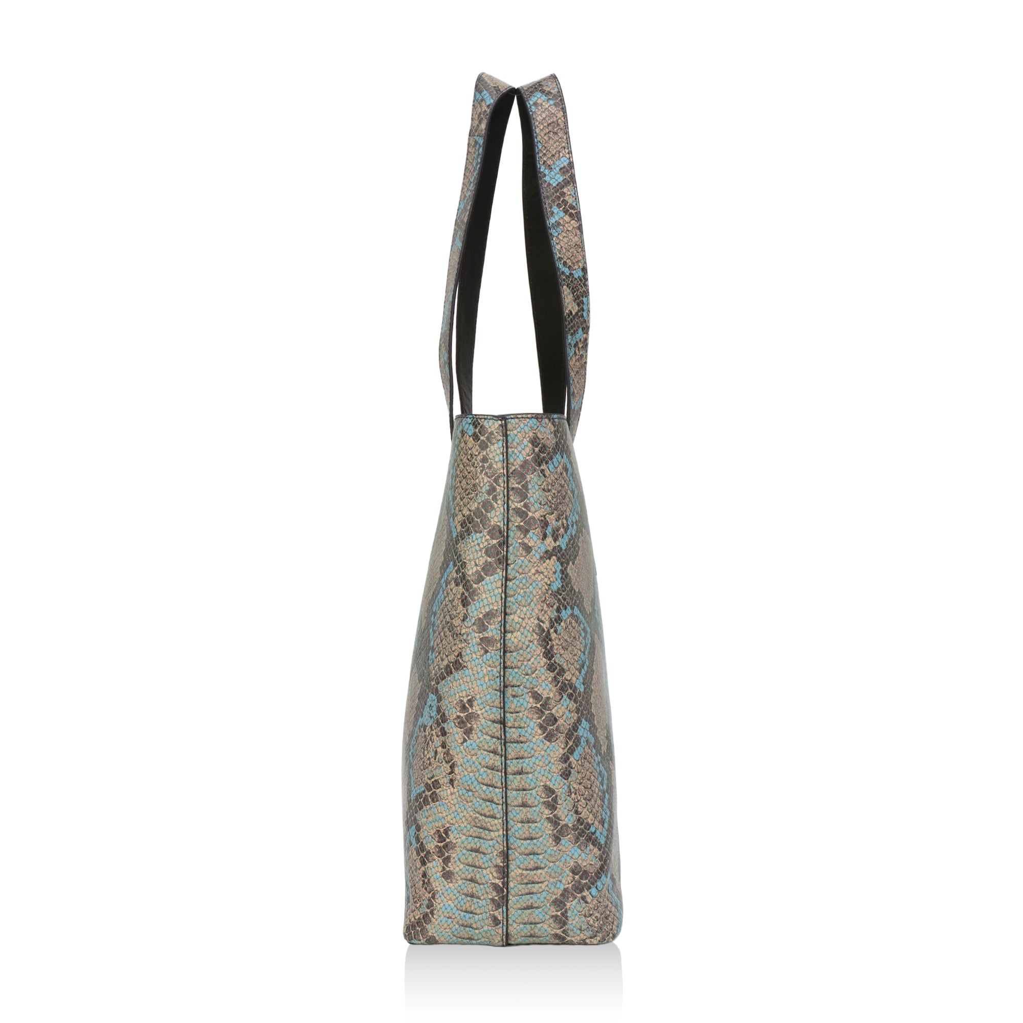 Wild Allure: Italian Leather Tote Bag (Blue)