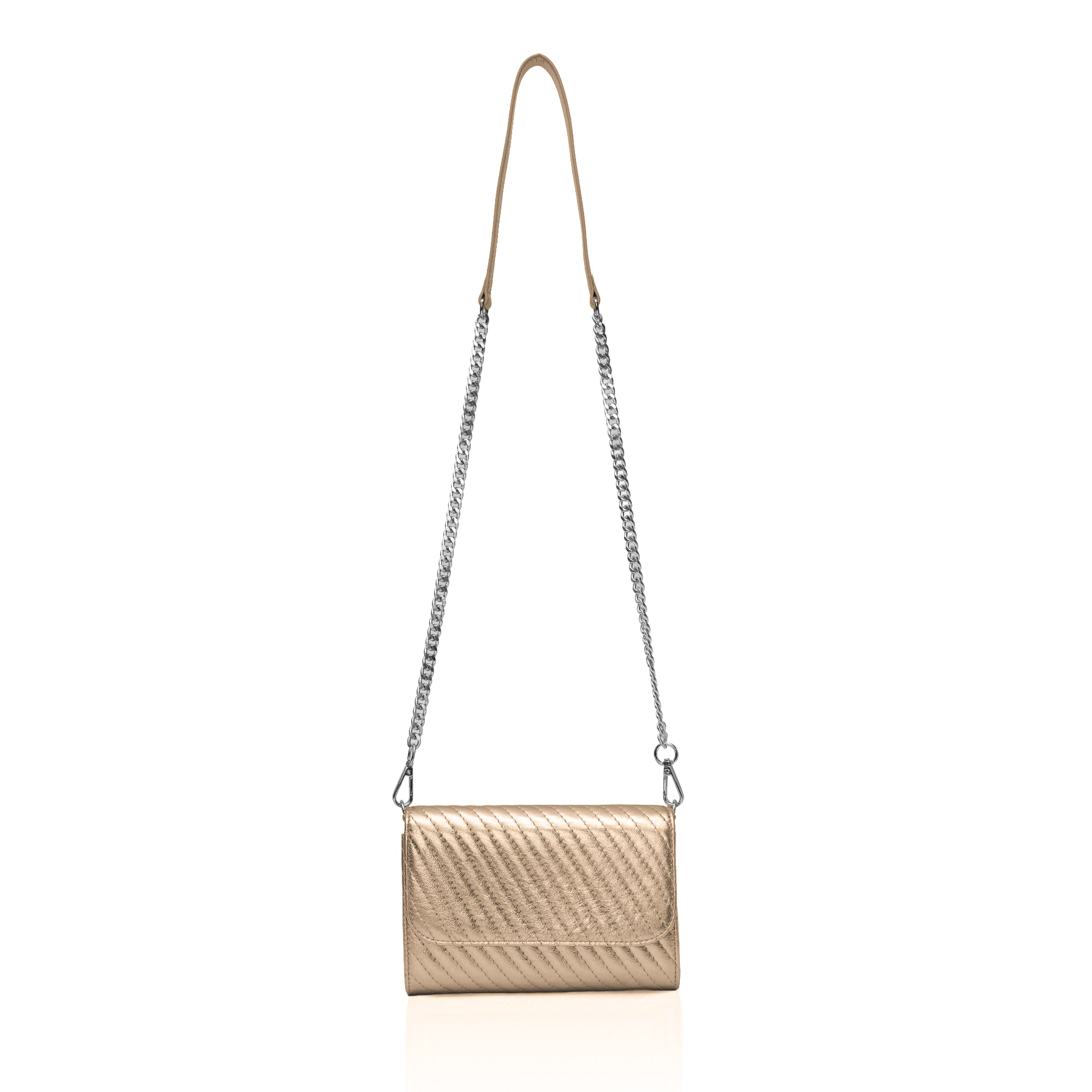 Elara: Metallic Leather Crossbody Bag (Gold)