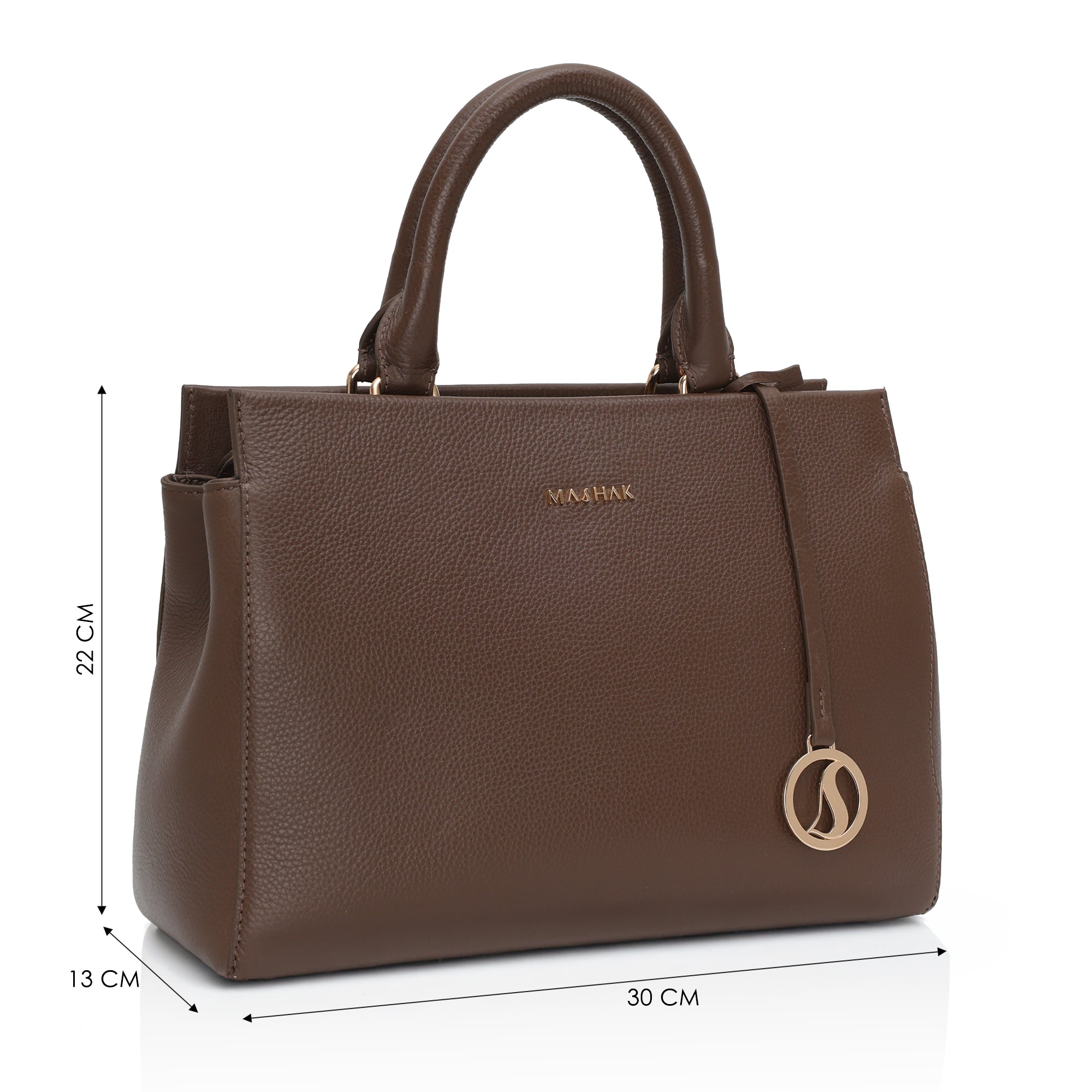 Imperio: Full Grain Pebbled Leather Handbag (Brown)