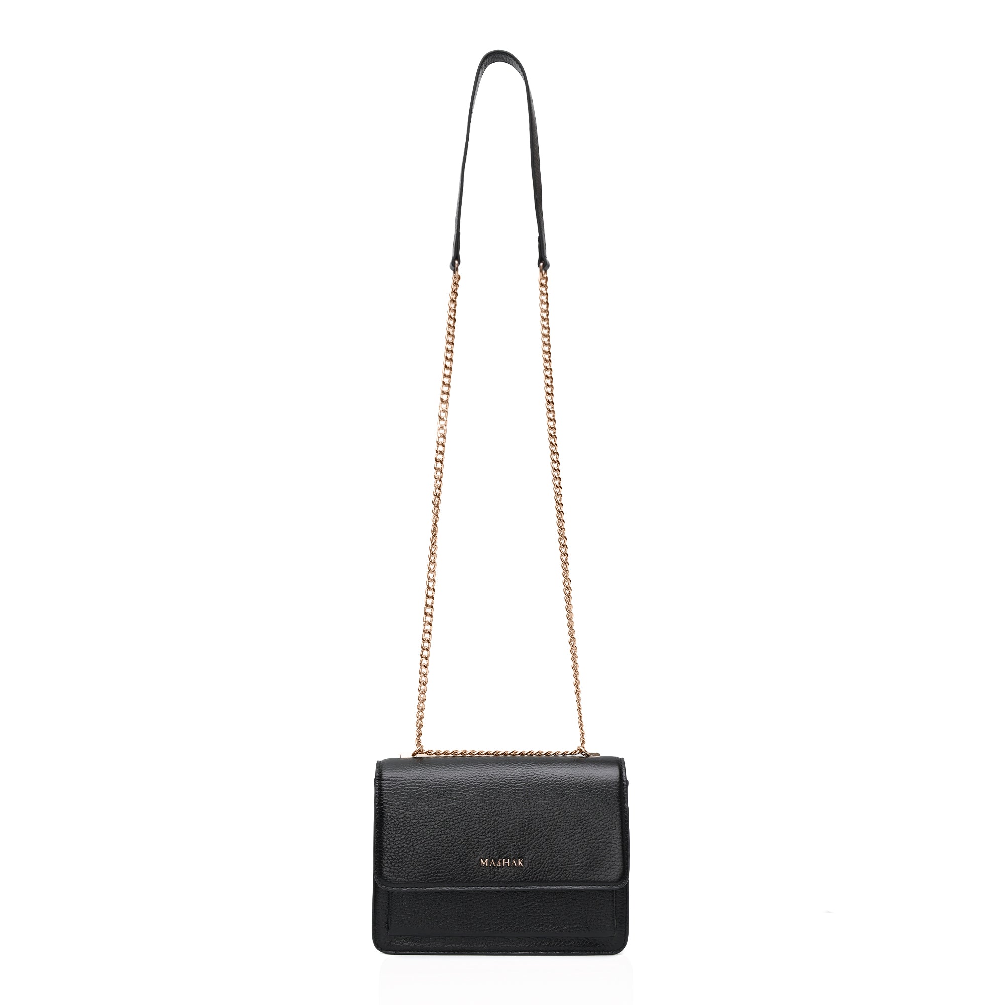 Lustra: Metallic Leather Shoulder Bag (Black)