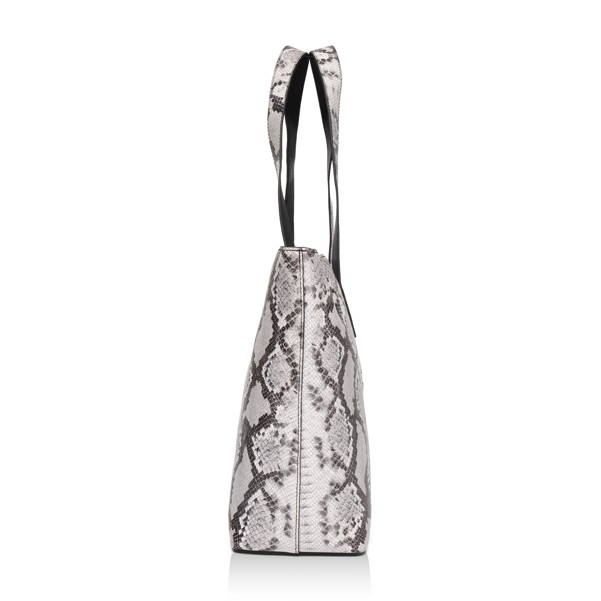 Wild Allure: Italian Leather Tote Bag (Black and White)