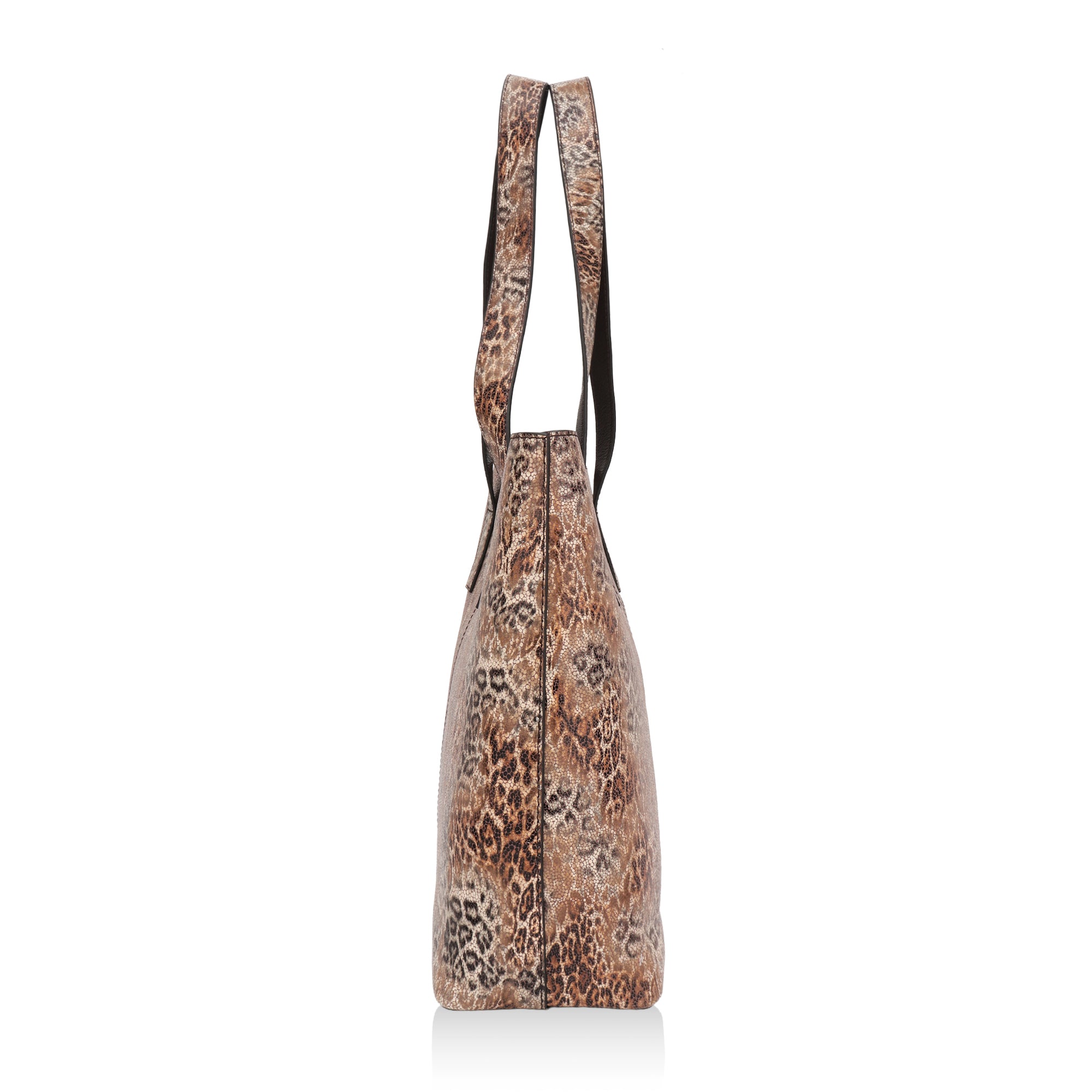 Wild Allure: Italian Leather Tote Bag (Brown)