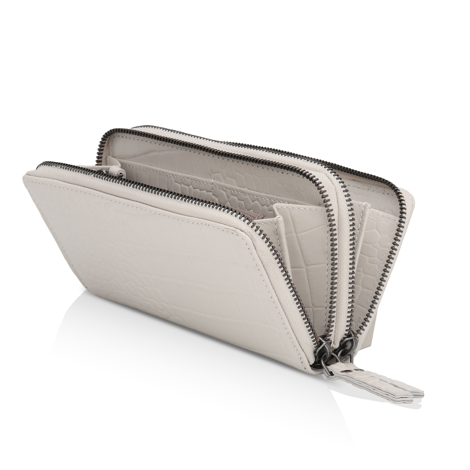 Panache: Double Zip Womens’ Wallets (Cream)